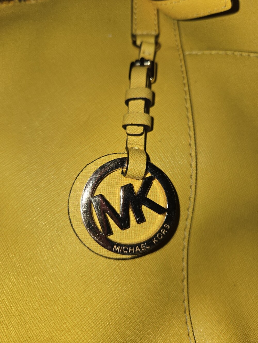 Stained  --Michael Kors Yellow Leather Shoulder Bag with MK Charm